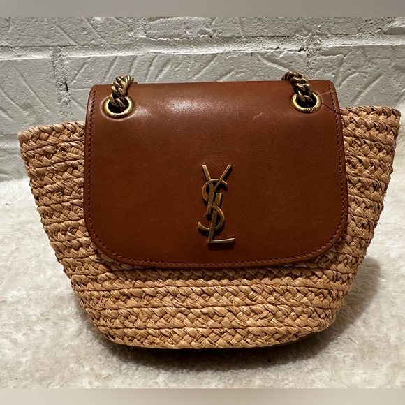 Saint Laurent Panier Mini YSL Flap Crossbody Basket Bag in Raffia - Picture 3 of 12